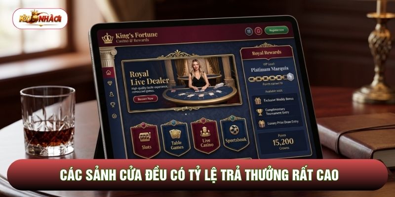 Các sảnh cửa đều có tỷ lệ trả thưởng rất cao