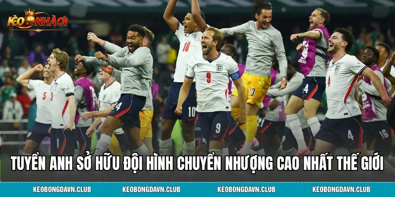 Đội tuyển Anh sở hữu đội hình có giá chuyển nhượng cao nhất thế giới