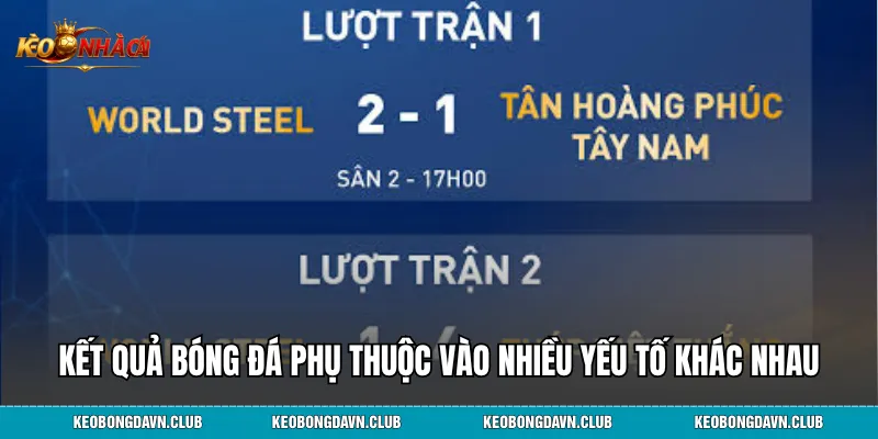 Kết quả bóng đá phụ thuộc vào nhiều yếu tố khác nhau