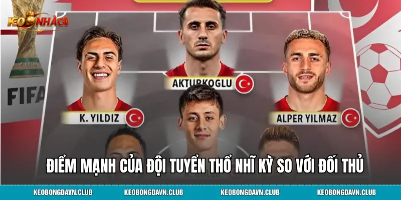 Điểm mạnh của đội tuyển Thổ Nhĩ Kỳ so với đối thủ